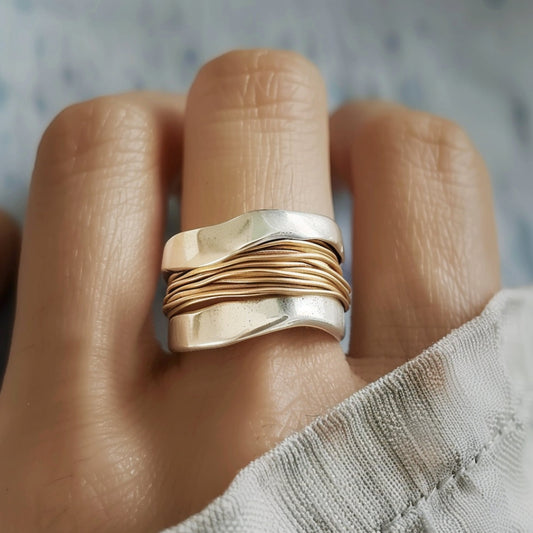 Anillo Hilos Plateados