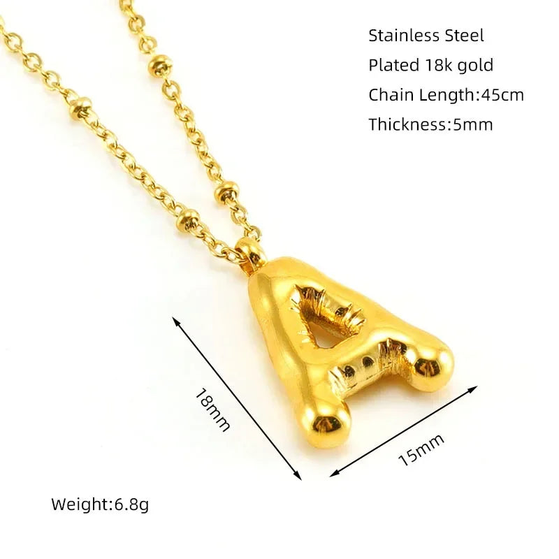 18k Oro Letras de Globo Collar